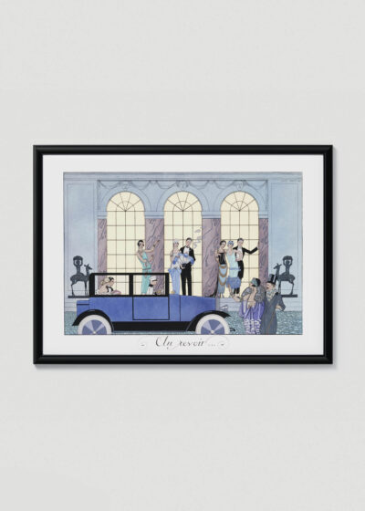 Plakat w drewnianej czarnej ramce: Art Deco George Barbier elegancka moda lata 20