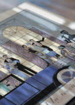 Zbliżenie na detale plakatu: Art Deco George Barbier elegancka moda lata 20