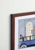 Plakat oprawiony w drewnianą brązową ramkę Vintage Italia: Art Deco George Barbier elegancka moda lata 20