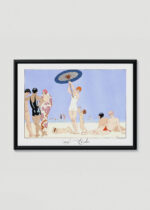 Plakat w drewnianej czarnej ramce: au Lido plaża Art Deco George Barbier 1919