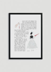Plakat oprawiony w drewnianą brązową ramkę Vintage Italia: kobieta z różową parasolką Art Deco George Barbier