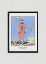 Plakat oprawiony w drewnianą brązową ramkę Vintage Italia: Art Deco George Barbier A Palm Beach 1921