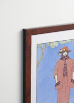 Aranżacja wnętrza, na ścianie wisi plakat w ramce: Art Deco George Barbier A Palm Beach 1921