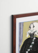 Aranżacja wnętrza, na ścianie wisi plakat w ramce: Ida Rubinstein Dama Kameliowa George Barbier
