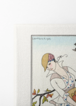 Art Deco George Barbier kobieta w ogrodzie 1914 obraz na płótnie