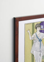 Aranżacja wnętrza, na ścianie wisi plakat w ramce: George Barbier 1913 Art Deco ilustracja moda