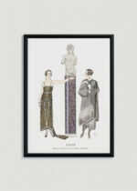 Plakat oprawiony w drewnianą brązową ramkę Vintage Italia: Eros George Barbier moda Art Deco 1924