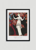 Plakat oprawiony w drewnianą brązową ramkę Vintage Italia: L'Arbre de Science George Barbier Art Deco 1914