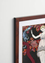 Aranżacja wnętrza, na ścianie wisi plakat w ramce: L'Arbre de Science George Barbier Art Deco 1914