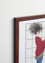 Aranżacja wnętrza, na ścianie wisi plakat w ramce: Art Deco George Barbier elegancka dama 1912