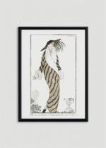 Plakat oprawiony w drewnianą brązową ramkę Vintage Italia: Art Deco George Barbier moda kobieta futro 1912