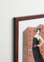Aranżacja wnętrza, na ścianie wisi plakat w ramce: Art Deco George Barbier Le Paravent Rouge Worth