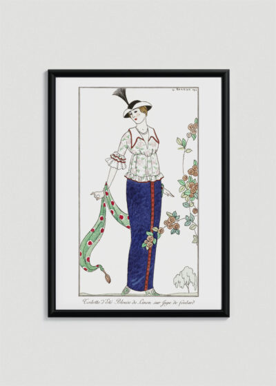 Plakat oprawiony w drewnianą brązową ramkę Vintage Italia: Letnia moda 1912 George Barbier Art Deco