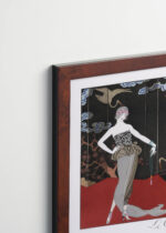 Plakat oprawiony w drewnianą brązową ramkę Vintage Italia: Le Goût des Laques George Barbier Art Deco