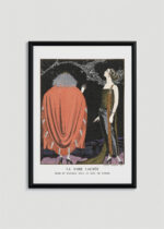 Plakat oprawiony w drewnianą brązową ramkę Vintage Italia: La Voie Lactée George Barbier Art Deco 1921