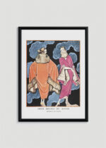 Plakat oprawiony w drewnianą brązową ramkę Vintage Italia: George Barbier Deux heures du matin moda 1914