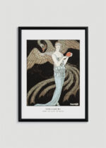 Plakat oprawiony w drewnianą brązową ramkę Vintage Italia: Sortilèges George Barbier 1925 Art Deco kobieta