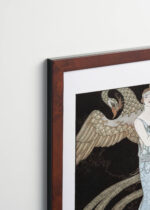 Aranżacja wnętrza, na ścianie wisi plakat w ramce: Sortilèges George Barbier 1925 Art Deco kobieta