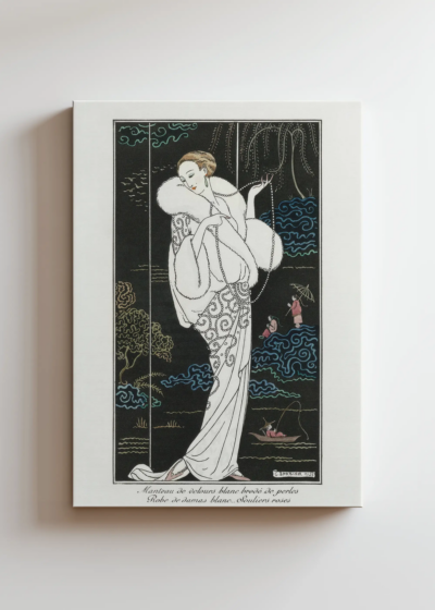 Art Deco George Barbier elegancka dama z perłami obraz na płótnie
