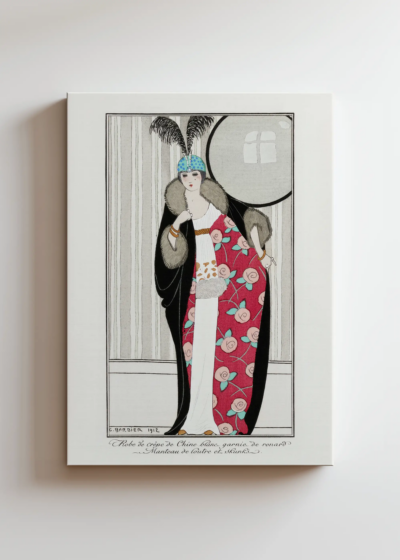 moda 1912 George Barbier Art Deco czerwona suknia obraz na płótnie