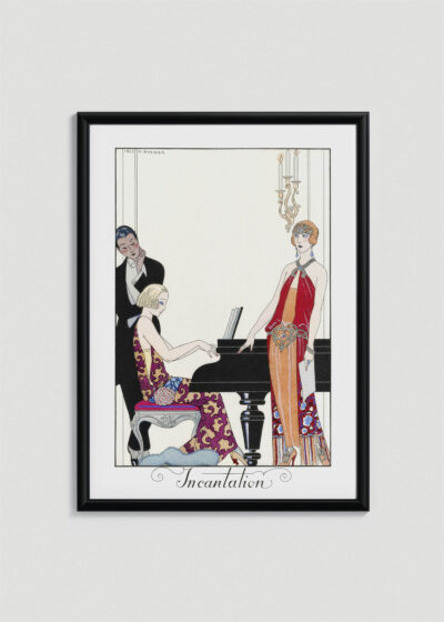 Plakat oprawiony w drewnianą brązową ramkę Vintage Italia: Incantation Zaklęcie George Barbier Art Deco 1922