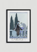 Plakat oprawiony w drewnianą brązową ramkę Vintage Italia: La Villa d'Este George Barbier Art Deco 1922