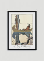 Plakat oprawiony w drewnianą brązową ramkę Vintage Italia: Le long du Missouri George Barbier art deco