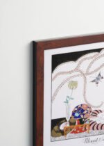 Plakat oprawiony w drewnianą brązową ramkę Vintage Italia: George Barbier Art Deco Dama z motylem i psem 1920