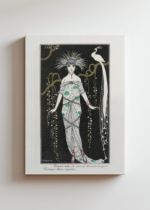 Art Deco George Barbier kobieta z białym pawiem obraz na płótnie