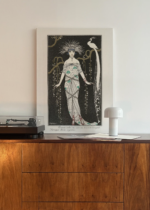 Art Deco George Barbier kobieta z białym pawiem obraz na płótnie