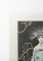 Art Deco George Barbier kobieta z białym pawiem obraz na płótnie