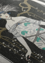 Art Deco George Barbier kobieta z białym pawiem obraz na płótnie
