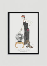 Plakat oprawiony w drewnianą brązową ramkę Vintage Italia: Art Deco L'Empire du Monde George Barbier