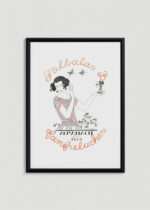 Plakat oprawiony w drewnianą brązową ramkę Vintage Italia: art deco George Barbier 1922 Falbalas et fanfreluches