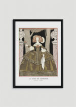 Plakat oprawiony w drewnianą brązową ramkę Vintage Italia: La Rose de l'Infante 1924 George Barbier Art Deco