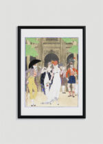 Plakat oprawiony w drewnianą brązową ramkę Vintage Italia: Art Deco George Barbier Bal 1921