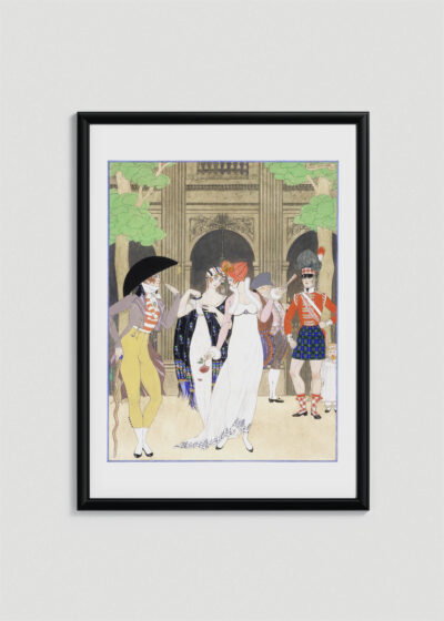 Plakat oprawiony w drewnianą brązową ramkę Vintage Italia: Art Deco George Barbier Bal 1921