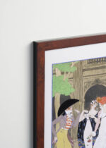 Aranżacja wnętrza, na ścianie wisi plakat w ramce: Art Deco George Barbier Bal 1921