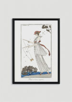 Plakat oprawiony w drewnianą brązową ramkę Vintage Italia: Robe de linon imprimé George Barbier Art Deco