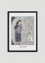 Plakat oprawiony w drewnianą brązową ramkę Vintage Italia: Le Belvédère George Barbier Art Deco vintage