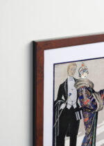 Aranżacja wnętrza, na ścianie wisi plakat w ramce: Art Deco George Barbier Le Départ pour le Casino 1923