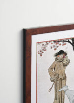 Aranżacja wnętrza, na ścianie wisi plakat w ramce: Symphonie Automnale George Barbier art deco