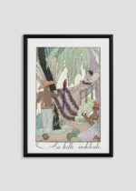 Plakat oprawiony w drewnianą brązową ramkę Vintage Italia: La Belle Indolente Piękna Leniwa George Barbier Art Deco