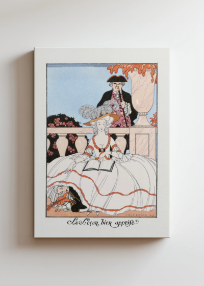 humorystyczny La Leçon bien apprise George Barbier Art Deco obraz na płótnie