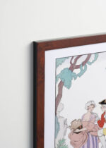 Aranżacja wnętrza, na ścianie wisi plakat w ramce: La Cruche cassée George Barbier art déco