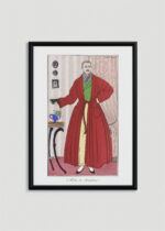 Plakat oprawiony w drewnianą brązową ramkę Vintage Italia: Robe de chambre Szlafrok kąpielowy George Barbier art déco lata 20