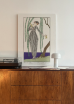 Art Deco George Barbier szara suknia pod wierzbą płaczącą obraz na płótnie