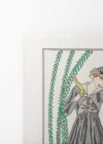 Art Deco George Barbier szara suknia pod wierzbą płaczącą obraz na płótnie