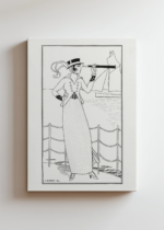 czarno-biały Art Deco dama z lunetą 1914 George Barbier obraz na płótnie