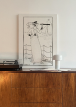 czarno-biały Art Deco dama z lunetą 1914 George Barbier obraz na płótnie